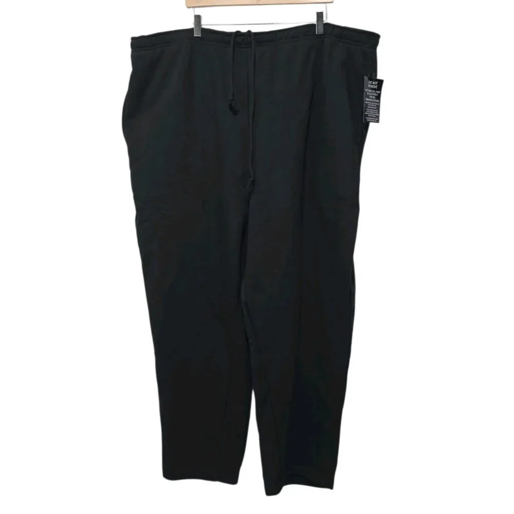 King Size Black Fleece Open-Bottom Sweatpants Men's 4XL (48-50 Waist) 31